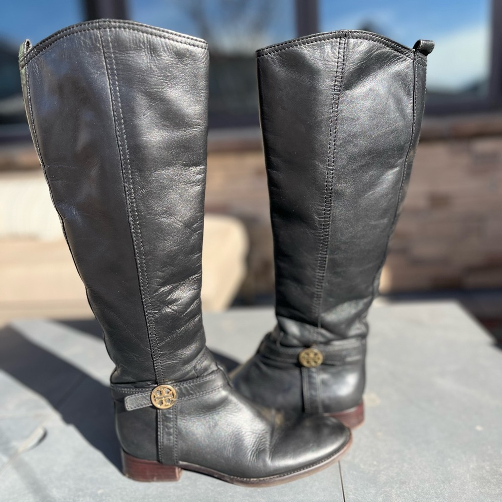 Tory Burch black leather riding boots